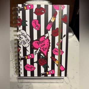 Betsey Johnson NWT Spiral Notebook w/ Stripes, Lips, Roses, & Hearts.